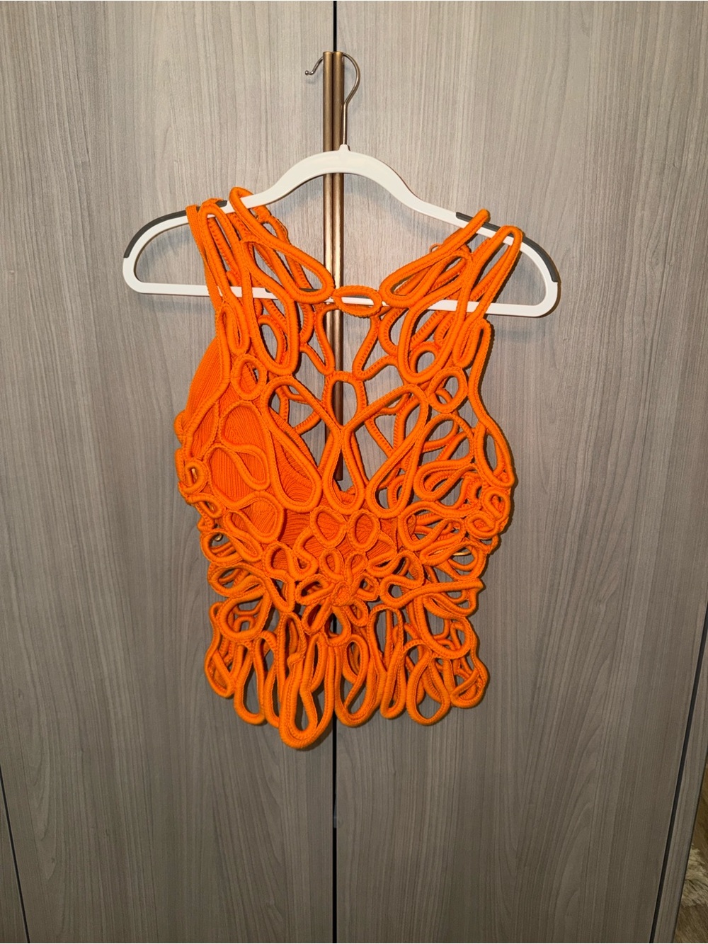 Cult Gaia Orange Crochet Loop Tank Top - Picture 1 of 5
